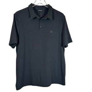 COZY EARTH Men's Medium Black Performance Knit Short Sleeve Polo Golf Shirt